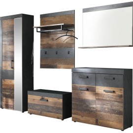 Nicesleep.nl- Halmeubelset Siena -Grijs Matera decor -Old Wood decor - Set van 5