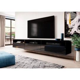 Tv-meubel - Zwart supermat/hoogglans- Breedte ca. 270 cm