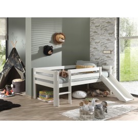 Vipack Pino halfhoogslaper laag glijbaan + ladeset wit Vipack Pino halfhoogslaper laag glijbaan + ladeset wit